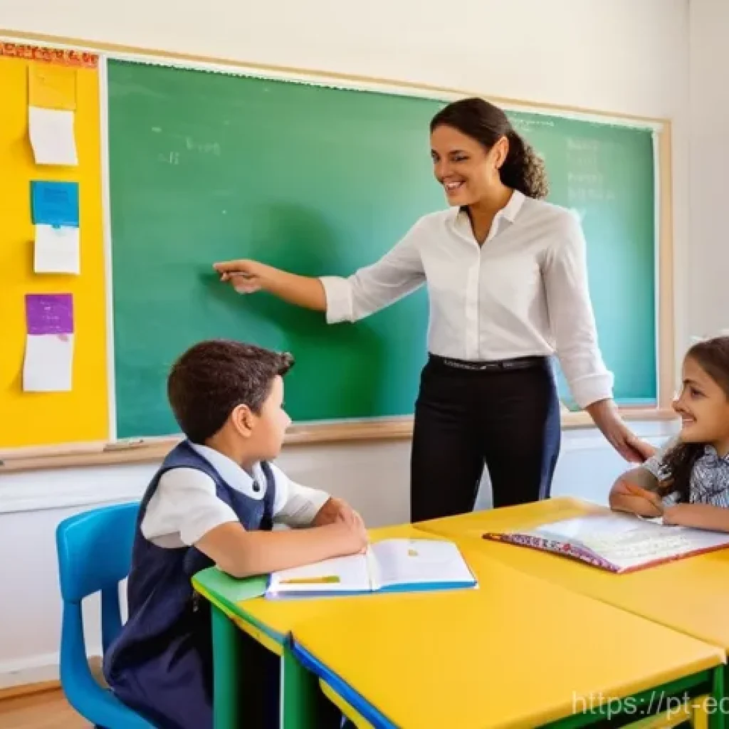 학교 학부모 간의 실질적인 협력 방안 - **Effective Communication and Collaboration:**
A vibrant and modern classroom in a Portuguese pr...