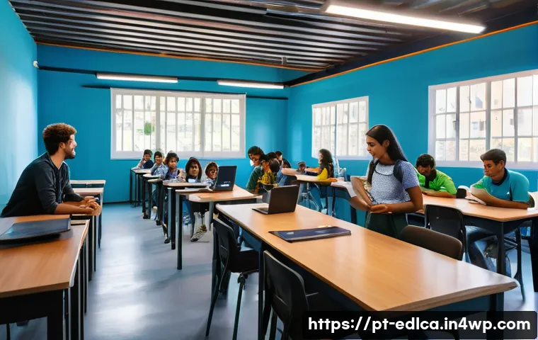 지역 기업과의 교육적 파트너십 전략 - A vibrant classroom scene in a Brazilian technical school where diverse students wearing casual clot...
